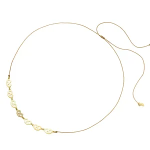 Choker Brezn, 18 Karat Gelbgold vergoldet, Beige-LEAF Best