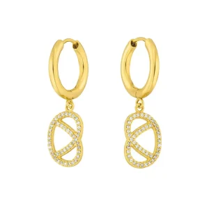 Creole Brezn mit Zirkonia, 18 K Gelbgold vergoldet-LEAF Best