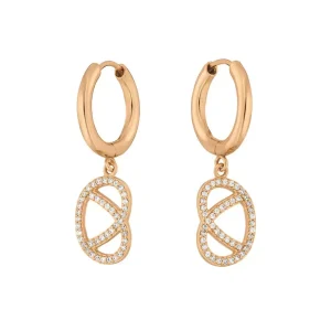 Creole Brezn mit Zirkonia, 18 K Rosegold vergoldet-LEAF Clearance