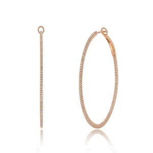 Creole Circle L mit Diamanten, 45mm, 18 Karat Rosegold-LEAF Sale
