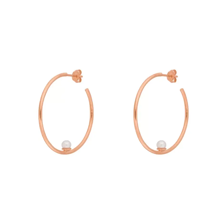 creole_circle_mit_perle___1-1.webp Creole Circle mit Perle, 35 cm, 18 K Rosegold vergoldet-LEAF Hot
