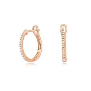 Creole Circle S mit Diamanten, 15mm, 18 Karat Rosegold-LEAF Best