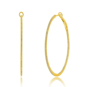 Creole Circle XL mit Diamanten, 50mm, 18 Karat Gelbgold-LEAF New