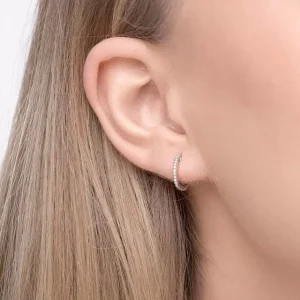 Creole Circle XS mit Diamanten, 12mm, 18 Karat Gelbgold-LEAF Sale