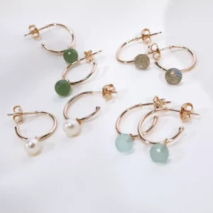 Creole Flying Gem, Aqua Chalzedon, 18 K Rosegold vergoldet-LEAF Fashion