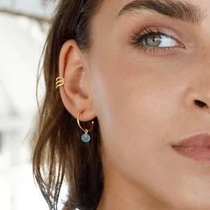 Creole Flying Gem, Aqua Chalzedon, 18 K Rosegold vergoldet-LEAF Fashion