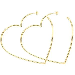 Creole Herz, 60mm, 18K Gelbgold vergoldet-LEAF Fashion