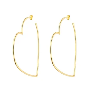 Creole Herz, 60mm, 18K Gelbgold vergoldet-LEAF Fashion