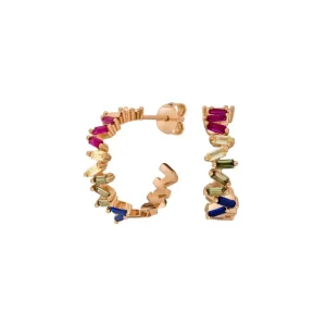 Creole ICE CUBE, Multi Colour Zirkonia, 18 K Rosegold vergoldet-LEAF Sale