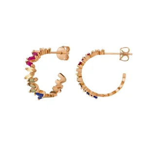 Creole ICE CUBE, Multi Colour Zirkonia, 18 K Rosegold vergoldet-LEAF Sale