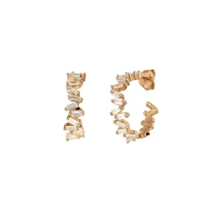Creole ICE CUBE, Zirkonia, 18 K Rosegold vergoldet-LEAF Clearance