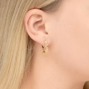 Creole ICE CUBE, Zirkonia, 18 K Gelbgold vergoldet-LEAF Sale