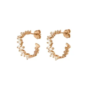 Creole ICE CUBE, Zirkonia, 18 K Rosegold vergoldet-LEAF Clearance