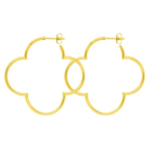 Creole Kleeblatt, 50mm, 18 K Gelbgold vergoldet-LEAF Fashion
