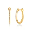 Creole Oval S mit Diamanten, 18 Karat Gelbgold-LEAF New