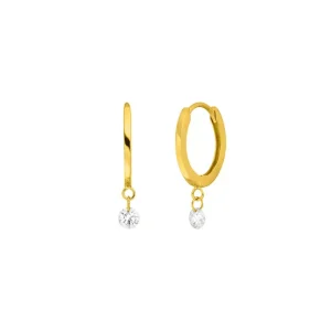 Creole PURE mit Diamanten, 18 Karat Gelbgold-LEAF New