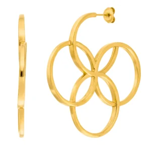 Creolen Clover Charm, groß, 18 K Gelbgold vergoldet-LEAF New