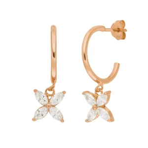 Creolen Flower, 18 K Rosegold vergoldet-LEAF Clearance