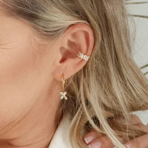 Creolen Flower, 18 K Rosegold vergoldet-LEAF Clearance