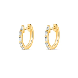 Creolen mit Baguette Diamanten, 14 Karat-LEAF Fashion