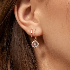 Creolen mit Baguette Diamanten, 14 Karat-LEAF Fashion