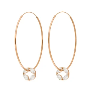 Creolen Zirkonia Flower, 18 K Rosegold vergoldet-LEAF Fashion
