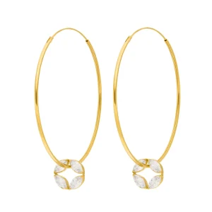 Creolen Zirkonia Flower, 18 K Gelbgold vergoldet-LEAF Clearance