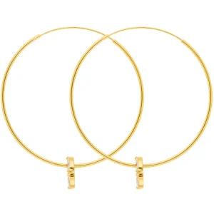 Creolen Zirkonia Flower, 18 K Gelbgold vergoldet-LEAF Clearance