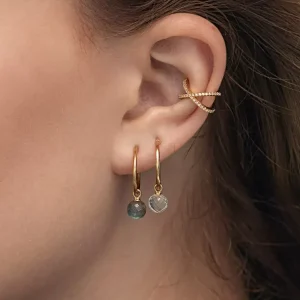 Earcuff Cross CZ, 18 K Gelbgold vergoldet-LEAF New