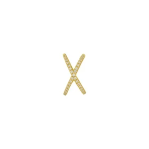 Earcuff Cross CZ, 18 K Gelbgold vergoldet-LEAF New