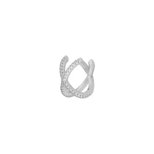 Earcuff Cross CZ, 925 Sterlingsilber, rhodiniert-LEAF Hot