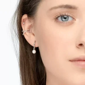Earcuff Cross CZ, 925 Sterlingsilber, rhodiniert-LEAF Hot