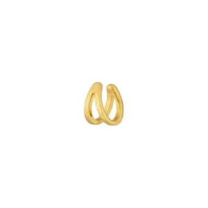 Earcuff Double Line, 10 mm, 18 K Gelbgold vergoldet-LEAF Discount