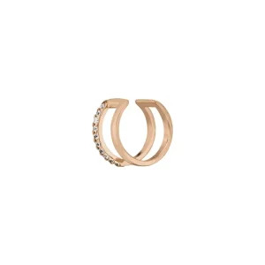 Earcuff Double Line, Zirkonia, 18 K Rosegold vergoldet-LEAF Fashion