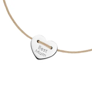 Freundschaftsarmband BEST MUM, 14 Karat Weißgold-LEAF Hot