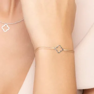 Freundschaftsarmband GENTLE CLOVER, 14 Karat Weißgold-LEAF Hot