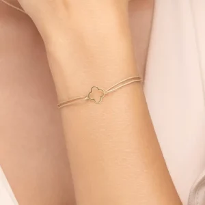 Freundschaftsarmband GENTLE CLOVER, 14 Karat Gelbgold-LEAF New