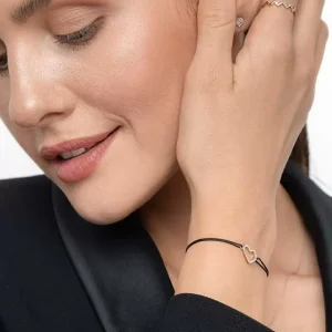 Freundschaftsarmband Herz mit Diamanten, 18 Karat Rosegold-LEAF Fashion