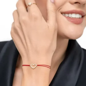 Freundschaftsarmband Herz mit Diamanten, 18 Karat Gelbgold-LEAF Fashion