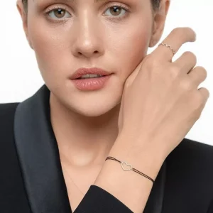 Freundschaftsarmband Herz mit Diamanten, 18 Karat Rosegold-LEAF Fashion