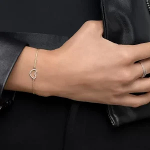 Freundschaftsarmband Herz mit Diamanten, 18 Karat Weißgold-LEAF Discount