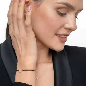 Freundschaftsarmband Herz mit Diamanten, 18 Karat Rosegold-LEAF Fashion