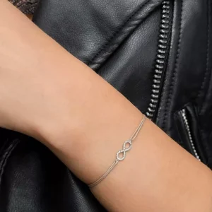 Freundschaftsarmband Infinity mit Diamanten, 18 Karat Weißgold-LEAF Online