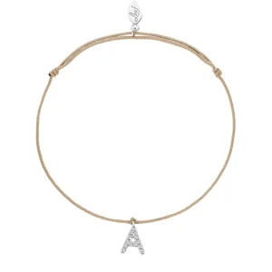 Freundschaftsarmband mit Letter Charm, 14 Karat Weißgold mit Diamanten-LEAF Discount