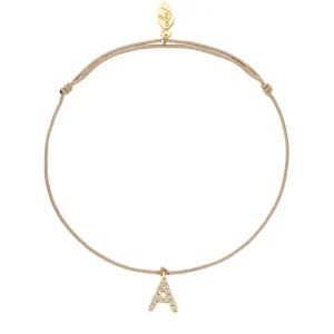 Freundschaftsarmband mit Letter Charm, 14 Karat Gelbgold mit Diamanten-LEAF Outlet