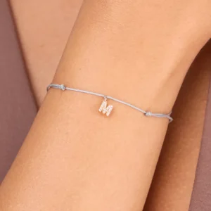 Freundschaftsarmband mit Letter Charm, 14 Karat Rosegold mit Diamanten-LEAF Online