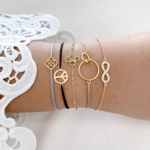 Glücksarmband PEACE, 18 K Gelbgold vegoldet,-LEAF Hot
