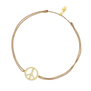 Glücksarmband PEACE mit Zirkonia, 18 K Gelbgold vegoldet,-LEAF Clearance