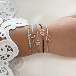 Glücksarmband PEACE mit Zirkonia, 18 K Gelbgold vegoldet,-LEAF Clearance