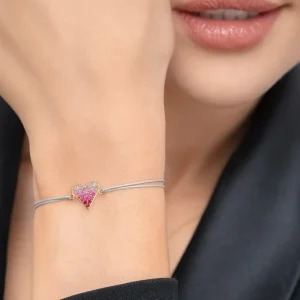 Glücksarmband Pink Valentine, 18 K Gelbgold vergoldet,-LEAF New